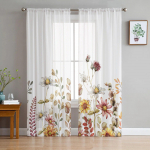 Lilled Erksad v&auml;rvid K&auml;sitsi maalitud l&auml;bipaistvad kardinad elutuppa Moodne Voile kardin Magamistoa T&uuml;llkardinad Aknakatted W135 x H213cm x2