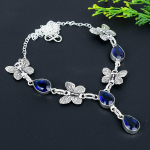 Naturaalne London Blue Topaas Kivi 925 Sterling H&otilde;be Kingitus Kaelakee 18 Z5H32
