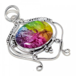 Natural Rainbow Solar Quartz Gemstone 925 Sterling Silver Pendant 2.76 r0h51