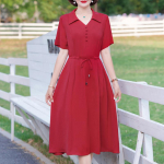 Elegantsed naiste kleidid suures suuruses l&uuml;hikeste varrukatega vintage suvine &uuml;hev&auml;rviline kleit XL punane