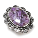 Natural Copper Charoite Gemstone Handmade 925 Sterling Silver Ring Size 7 w7f31