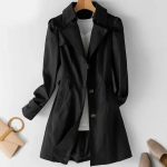 Kevadine S&uuml;gisene TRENCHCOAT Naistele  Korea &Uuml;he n&ouml;&ouml;pidega Keskmise pikkusega Naiste  &Uuml;ler&otilde;ivas Khaki Tuulejope 4XL must