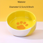 Armas multikas keraamiline lemmikloomakauss libisemisvastase puidust alusega joogivee ja suupistete s&ouml;&ouml;miseks &ndash; ideaalne kassidele ja koertele Water Bowl kollane