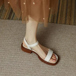 2024. aasta suvised naistemood madalad kontsad, elegantsed lahtise varbaga slingback sandaalid 35 valge