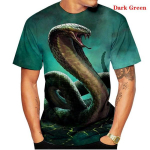 Snake Animal Series 3D Prindiga vabaaja l&uuml;hikeste varrukatega T-s&auml;rk Moodsad r&otilde;ivad Meeste topid vabaaja kaelaga suvised T-s&auml;rgid S must