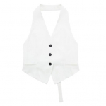 Youshengi suvine naiste vest, p&auml;itsed, kael, varrukateta, &uuml;herealised, puhast v&auml;rvi taskud, kardigan OL pendelr&auml;nnaku stiilis pidulik &auml;ri vest S valge