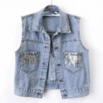 Naiste vintage litritega teksavest l&uuml;hike vest kontori vabaaja teksavest 6XL