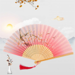 Vanaaegne Elegantne K&auml;eshoitav Kokkupandav Hiina Siidist Kokkupandav Ventiil Puidust K&auml;epidemega Klassikalise Tantsu Ventiil Kodu Kaunistus