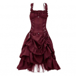 Naiste Cosplay kleit gooti stiilis n&otilde;ia kihiline volangidega &auml;&auml;ris v&otilde;rk Halloweeni peokost&uuml;&uuml;m, pitsist rihm kraeta t&otilde;mblukk, varrukateta A-kujuline esitus S sinine