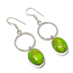 Copper Green Turquoise Gemstone 925 Sterling Silver Jewelry Earring 2.29 k9v93