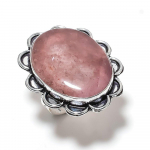 Strawberry Quartz Gemstone Handmade 925 Sterling Silver Jewelry Ring Size 7 v7k53