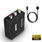 VAORLO RCA&ndash;HDMI-&uuml;hilduv AV&ndash;HD GANA 1080P Mini RCA komposiit-CVBS AV&ndash;HD-video helimuunduri adapter, &uuml;hilduv PAL-iga must