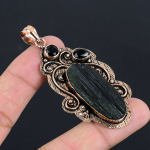 Must Turmaliin Must On&uuml;ks V&auml;&auml;riskivi Ripats | Oks&uuml;deeritud Puhas Vask Ripats Ehted | Kaelakee Ripats | K&auml;sitsi Valmistatud Vask Ripats Ehted Kingitus Kellele