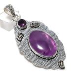 Natural Sage Amethyst, Amethyst 925 Sterling Silver Jewelry Pendant 3.07 m8w14