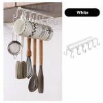 Kaherealised multifunktsionaalsed hoiukonksud metallist kapiriiulid stantsivabad rippuvad konksud tassihoidja k&ouml;&ouml;git&ouml;&ouml;riist valge