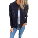 S&uuml;giskevadine naiste jakk &Uuml;markaelusega &uuml;hev&auml;rviline pikkade varrukatega T&otilde;mblukuga pesapallimantel S hall