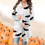 Naiste mood vabaaja Halloweeni tr&uuml;kiga keskmise pikkusega kardigan-jakkmantel L armee roheline v&auml;rv