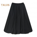 Naiste A-seeria seelik Elastne k&otilde;rge v&ouml;&ouml;kohaga pitsiline suur seelik taskutega, &uuml;hev&auml;rviline vabaaja pikk seelik L must