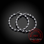 Isiksus H&uuml;perbool 925 Sterling Silver Lihtne Sileda Suur Ringr&otilde;ngas K&otilde;rvar&otilde;ngad Naistele Sterling-H&otilde;be-Ehted Pendientes