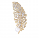 Crystal Feather Lehekujuline Pross Pearl Pin M&auml;rgikott Decor Pulmaehted 6*2.3cm