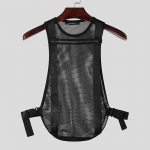 INCERUN Meeste varrukateta reguleeritavad pitsist patchwork-topid vabaaja v&otilde;rgust &otilde;&otilde;nesvest S must