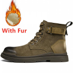 Uus mood Talvised Meeste Saapad Nahast Soojad Poolsaapad Paar K&otilde;rge Top Veekindlad Mootorrattasaapad Retro Meeste Kingad Kvaliteetsed 38