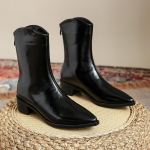 Naiste r&uuml;&uuml;tlisaapad tagumise lukuga terava ninaga l&uuml;hikese s&auml;&auml;rega Martini saapad retro Briti stiilis l&auml;&auml;ne kauboisaapad 36 must