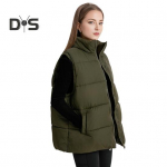 Naiste talvine vest, p&uuml;stise kraega, paks varrukateta, polsterdatud pealisr&otilde;ivaste ja taskutega, lukuga sulgemine, keskmise pikkusega &otilde;uemantel XL armee roheline v&auml;rv