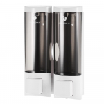 K&auml;sitsi seebi dosaator seinakinnitusega topelt vedel&scaron;ampooni du&scaron;igeeli dosaator hotelli jaoks 200 mlx2 valge