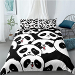 Armas Panda tekikottide komplekt 3D-print Kawaii Wild Must-valge Animal Loutsu kate t&auml;iskasvanud lapsele poisile pol&uuml;estrist voodipesukomplekt King 70x133cm 2pcs