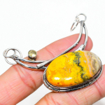Natural Bumble Bee Jasper,Citrine Stone 925 Sterling Silver Pendant 2.36 n5o72