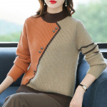 Uus s&uuml;gistalvine naiste kampsun, k&otilde;rge kaelusega naiste kootud topid, n&ouml;&ouml;biga &uuml;hendamine, soe vabaaja pulloverid v&auml;lisr&otilde;ivad XXXL