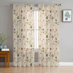 Retro lillede ja metsikute lillede l&auml;bipaistvad kardinad magamistoa elutoa kaunistamiseks Aknakardin k&ouml;&ouml;ki T&uuml;ll Voile Organza Kardinad W135 x H115cm x1&Rod Pocket