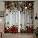 2 tk pidulik j&otilde;uluvana ja kellukese j&otilde;ulukardinakomplekt &ndash; erksad pol&uuml;esterkatted koos varrastega magamistoa elutoa kaunistamiseks 100W130H(CM)40x51in&rod pocket