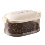 &Uuml;hekordne kahekihiline virnastatav maitseainekarp, tugev tihend, veekindel ruumis&auml;&auml;stlik v&uuml;rtsipurgi virnastatav toidukinnituskarp Dual Layer valge