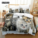 Kasside Tekikotikomplekt Kassis&otilde;bra Kingitused Voodipesu Naistele Armas Kutsika Mustriga Magamistoa Sisustus &Uuml;heinimesevoodi Kahekohaline Queen King Suurus Tekikott 150x200cm 3pcs