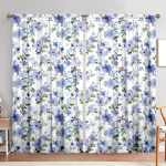 2 tk lihtsat ja elegantset siniste retro lillemustritega tr&uuml;kitud kardinat kodukaunistamiseks - varrastaskuga aknakate magamistuppa 132cmX213cm X 2pcs gray