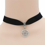 Mood Wicca Gooti Pentacle Star Pentagram Ripats &Uuml;leloomulik Kaelakee Viieharuline T&auml;he Black Choker Ehted Style 1