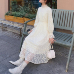 S&uuml;gistalvine elegantne kleit Vintage pitsv&otilde;rgust pikk maksikleit vabaaja naiste peokleit S