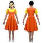 Naiste l&uuml;hikeste varrukatega Cosplay kleit nuku t&uuml;drukute kleidi pidu XL kollane