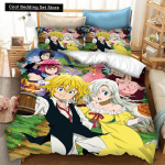 3D Prindiga Anime Seitse Surmapattu Voodipesukomplekt Poistele T&uuml;drukutele &Uuml;hekohaline Kuninganna Suurus Tekikott Padjap&uuml;&uuml;r Voodi Lapsed T&auml;iskasvanud Kodutekstiil 150x200cm 3pcs gray