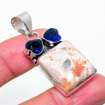 Orange Scolecite, Topaz 925 Sterling Silver Jewelry Pendant 1.89 n5q34