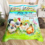 Kana ja kuke prindiga voodipesu tekikottide komplekt Armas tibu tekikoti kate komplekt Toa kaunistuseks T&auml;issuurus Kuninglik suurus 2 padjap&uuml;&uuml;ri ja 1 tekikoti kattega 3 tk EU single(135x200cm)