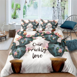 Multikas Kaktus Tekikott Troopiline Botaanikaaed Taimed 3D Prindiga Voodipesu Komplekt Sukulendid Padjap&uuml;&uuml;r Mikrofliis Tekikate EU single(135x200cm) gray