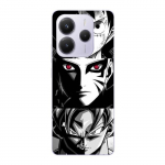 Coque Xiaomi Redmi Note 14 5G Sangoku Naruto Luffy one piece Dragon Ball Z fond noir et blanc, anime manga Maniacase