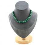 Pierres et Min&eacute;raux. Collier 20 perles Malachite (avec r&eacute;sine) 8 mm. Chaine en acier Collier femmes, hommes. Taille personnalisable.