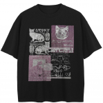 T&auml;navar&otilde;ivad Funny Cats Graafiline T-s&auml;rk Puuvillane Pestud Must Ts&auml;rk Unisex Tops T-s&auml;rk L&uuml;hikeste varrukatega T-s&auml;rk L