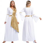Naise Kreeka Aphrodite N&uuml;mfi Halloweeni Cosplay Kost&uuml;&uuml;m L&auml;ikiv Kellapikkade Varrukatega Maxi R&uuml;&uuml; Kleit Kirikukoori Palver&uuml;&uuml; 3XL kuld