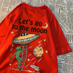 Let's Go To The Moon Alien Ufo Meeste T-s&auml;rk Puuvillane avara topid avara kaelusega T-s&auml;rgid Juhuslik hingav T-s&auml;rk Paaririided S beež