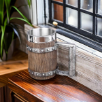 1 tk suure mahutavusega puidust t&uuml;nniga &otilde;lletopsi terastoru k&auml;epide k&auml;epidemega T&ouml;&ouml;stuslikus stiilis kruusid kohvitassid 600ml